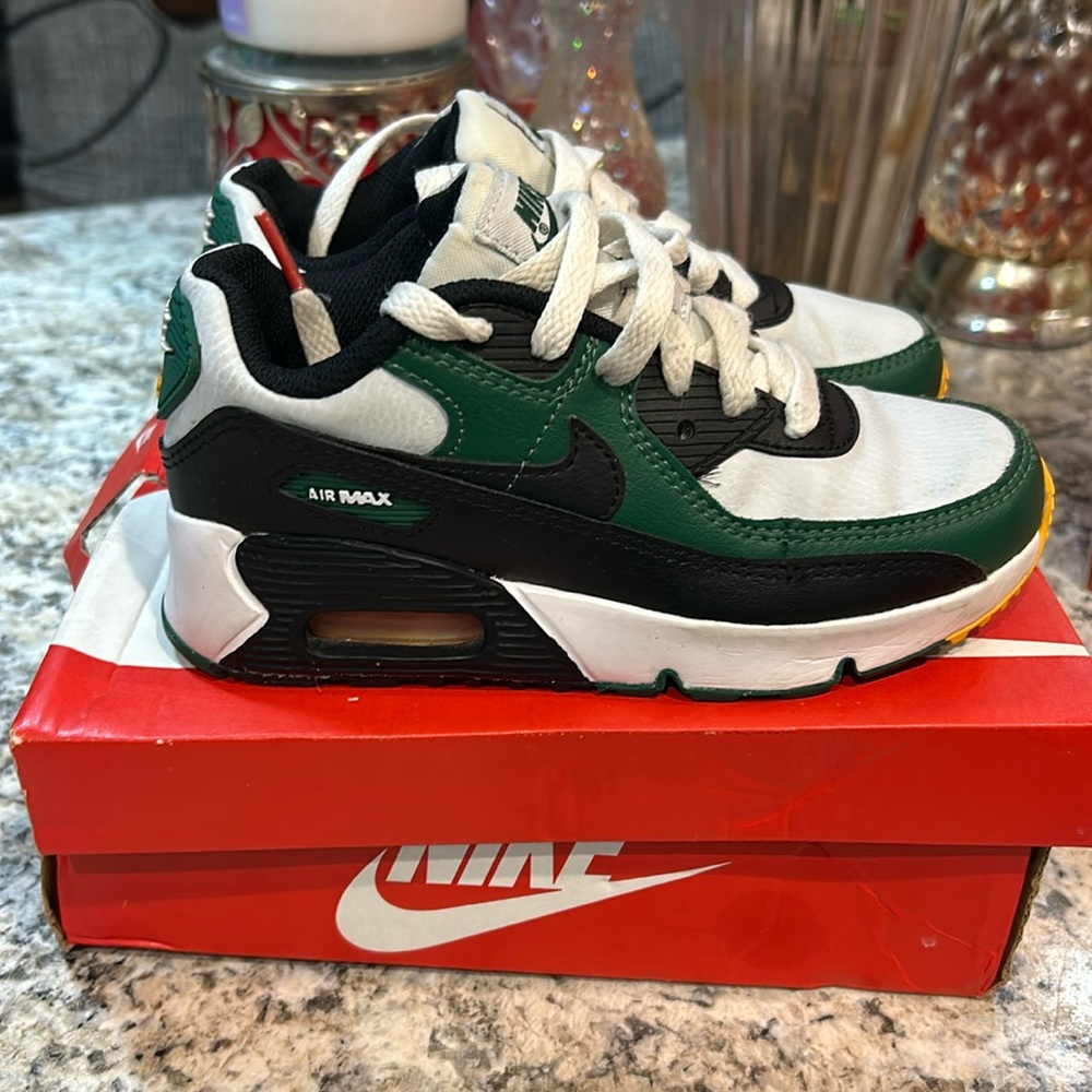 Black, White and Green Nike Air Max Boys size 13